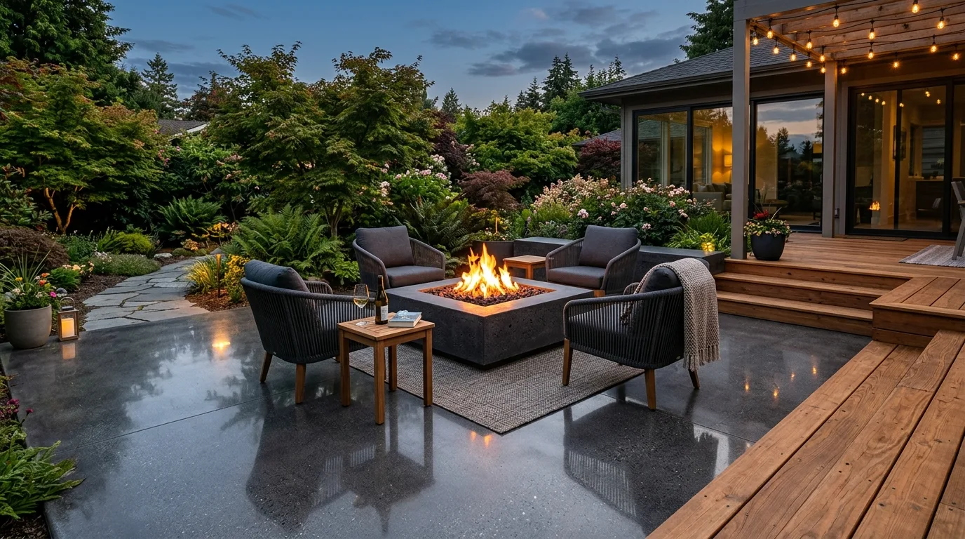 Geometric Patio With Gravel Border